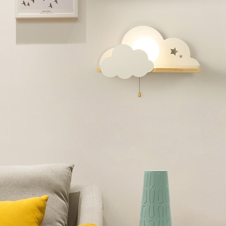 Applique murale nuage macaron nordique en verre et bois avec 1 lumière  