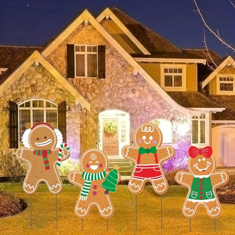 BakeGlow - Décor de pelouse bonhommes en pain d'épices pour esprit de fête