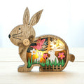 GlowBunny – Figurines décoratives de Pâques avec découpe en couches et accents lumineux doux