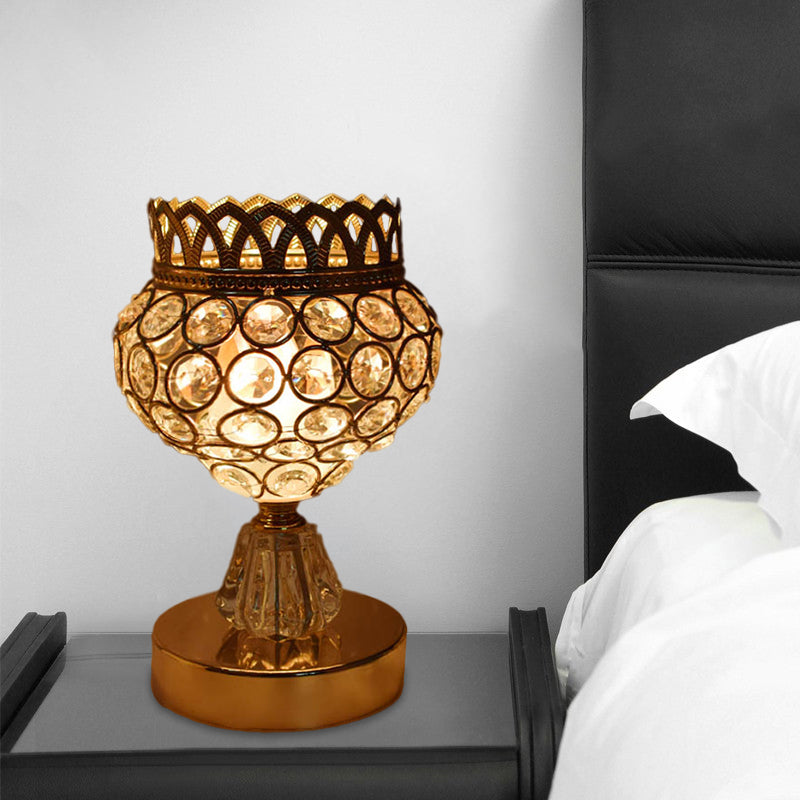 CrystalRay - Elegant guld skrivebordslampe med krystaldetaljer