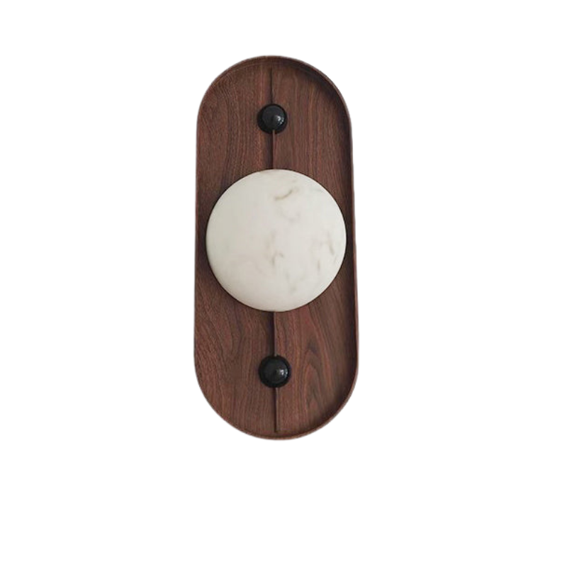 MarbleLume – Vintage Oval Jern LED Væglampe med Marmor