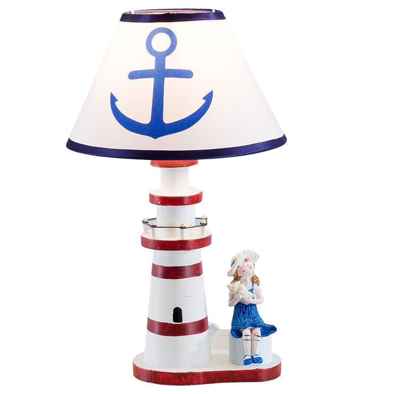 NautiGlow – Lampe de table phare pour enfants avec abat-jour ancre