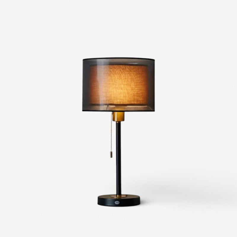 LumenPull - Lampe de table LED avec base ronde et chaîne à tirer pour la maison