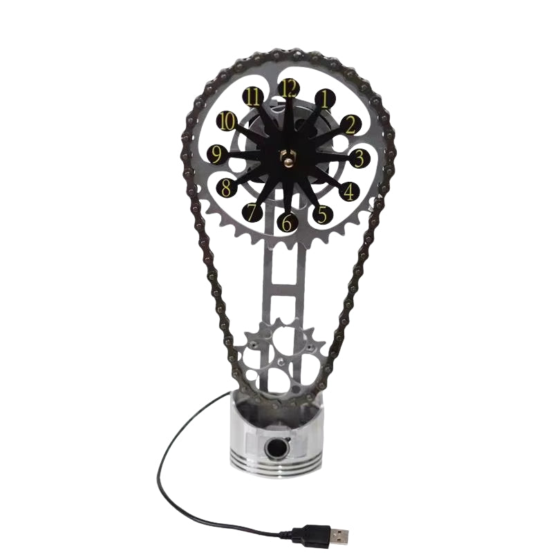 GearGlow – Horloge murale industrielle en métal avec design d’engrenages visibles  