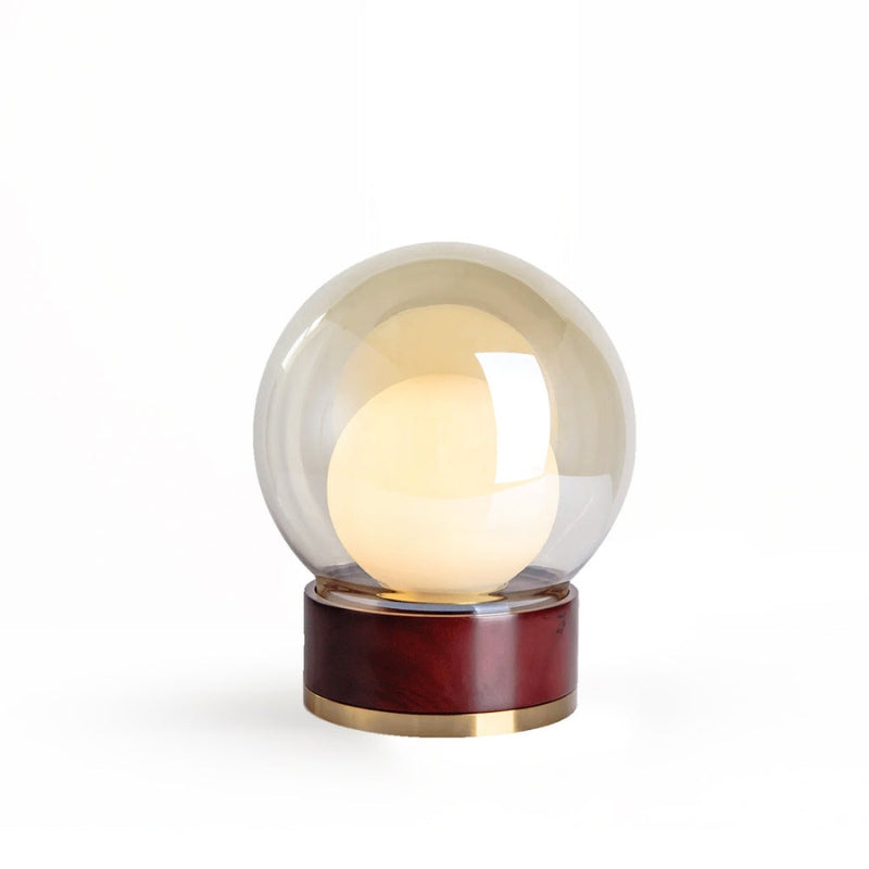 LumiCraft – Håndlavet glasbordlampe med træfod