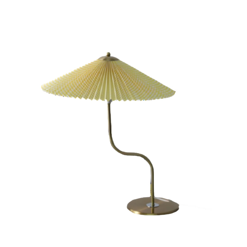 LumiCone – Lampe de table moderne avec abat-jour en tissu et base dorée