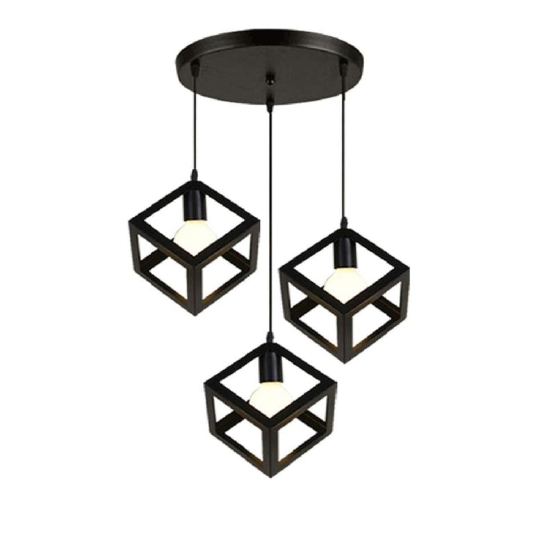 GlowCube - Suspension plafonnier cubique à 3 lumières avec hauteur réglable