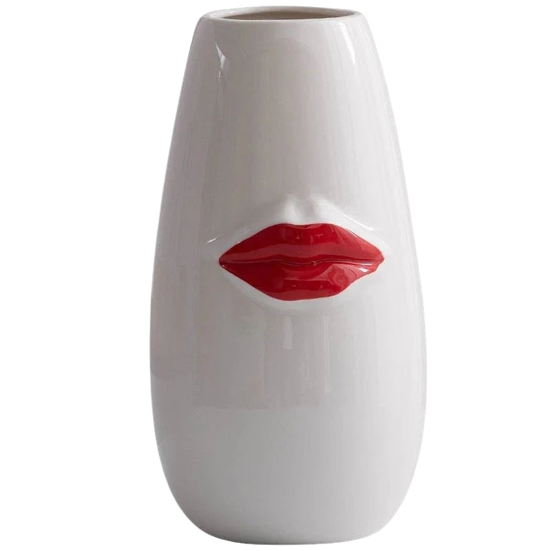 LipiForm – Vase en céramique moderne en forme de lèvres rouges au design ludique