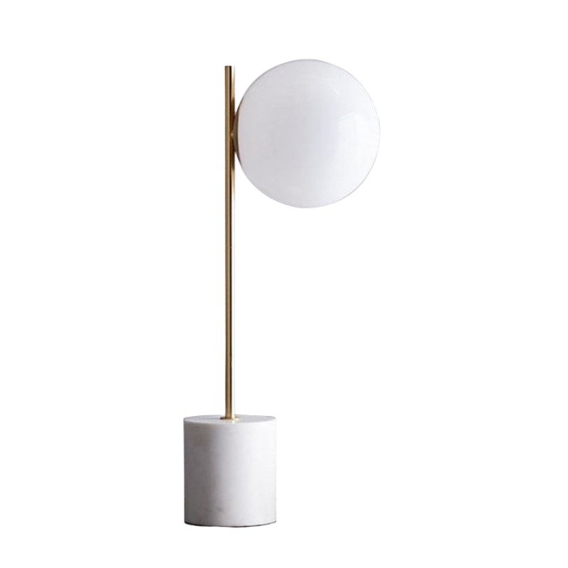 MarvellaGlow – Lampe de table sphérique avec abat-jour en verre et pied en marbre  