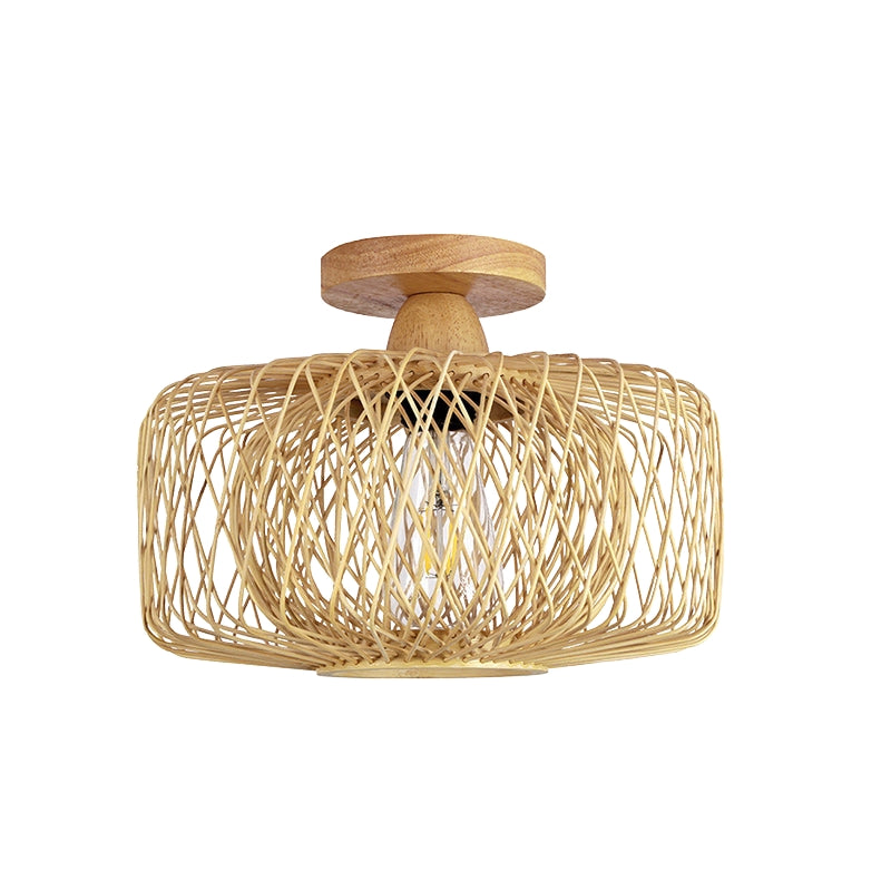 RattiLume – Plafonnier traditionnel chinois en bois et rotin au design classique