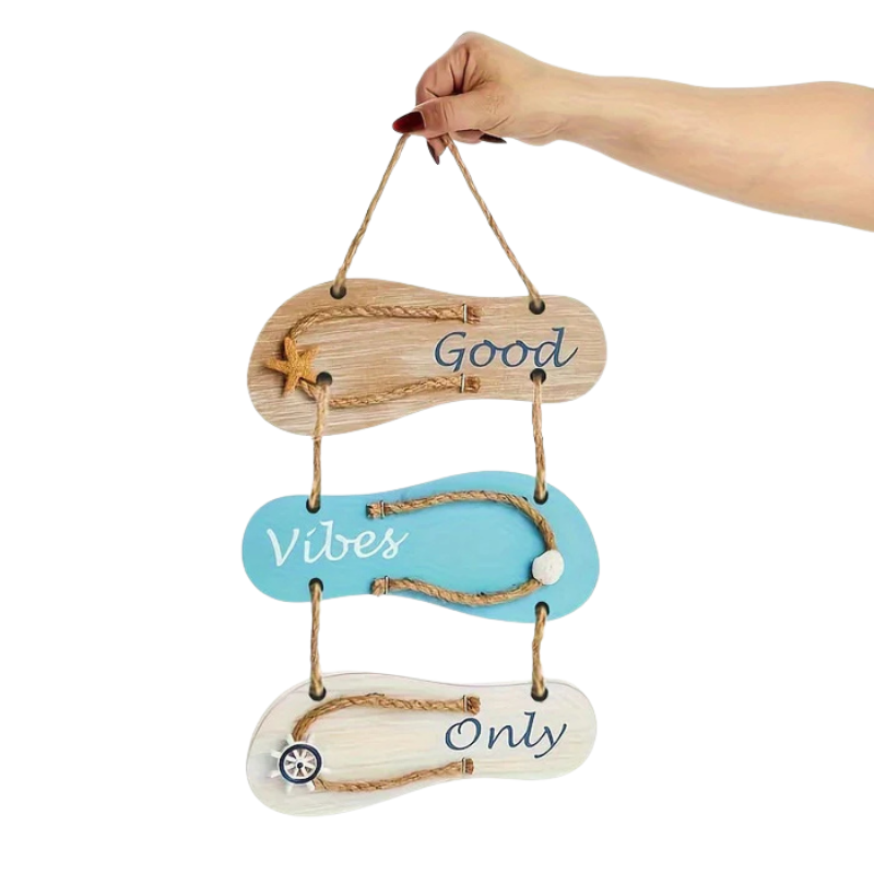 CoastStep – Décoration murale en bois forme tongs avec charme nautique