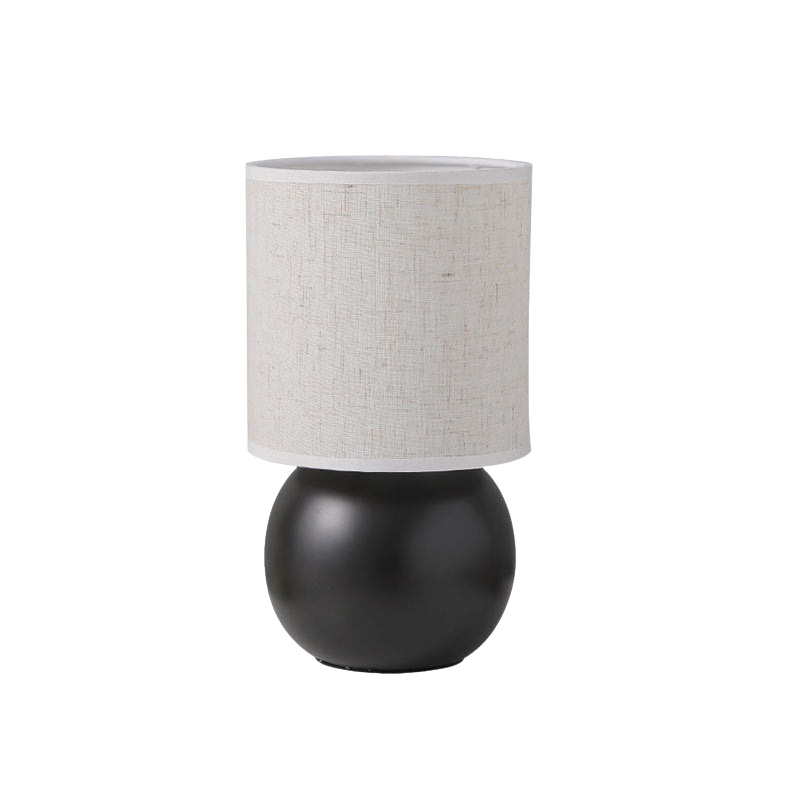 OrbLume – Lampe de table vintage en céramique ronde avec abat-jour en tissu
