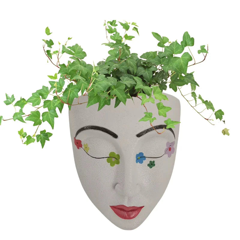 FaceBloom – Pot suspendu avec motif sculpté de visage pour petites plantes et succulentes