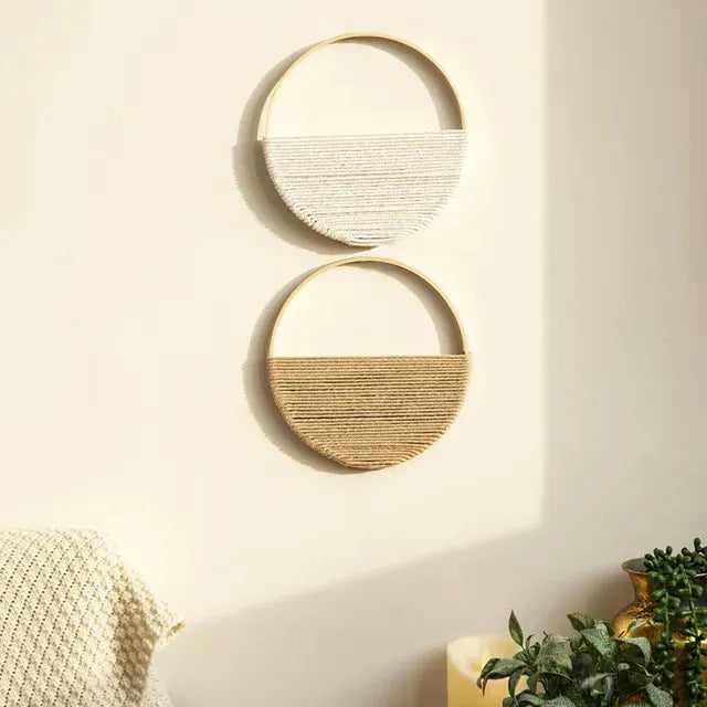 LunaraDream - Suspension murale macramé circulaire au design symétrique style bohème
