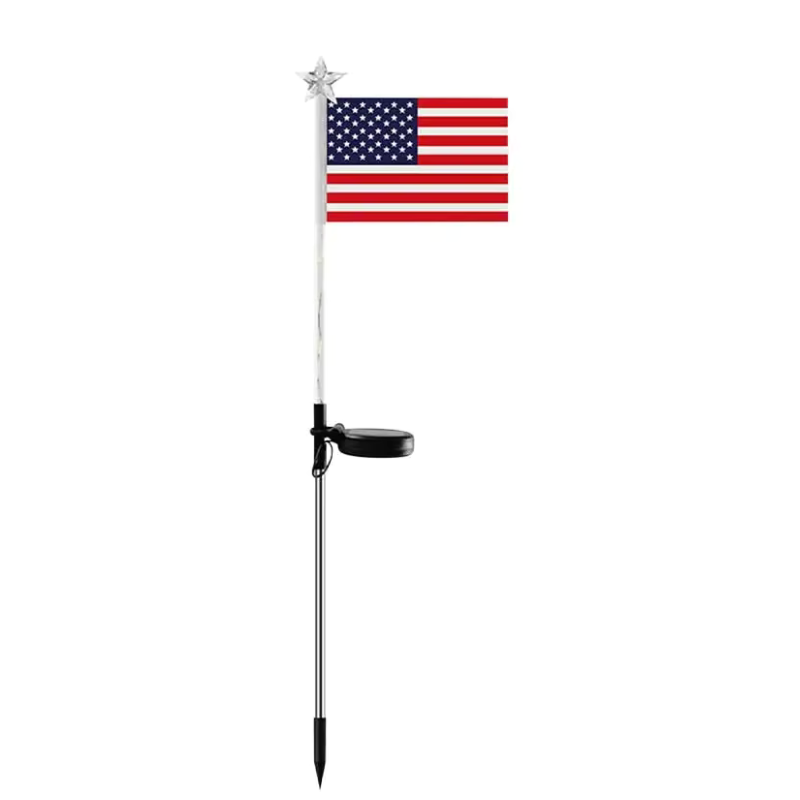 StarBright – Solcelledrevet LED-havelampe med stjerneflag-design