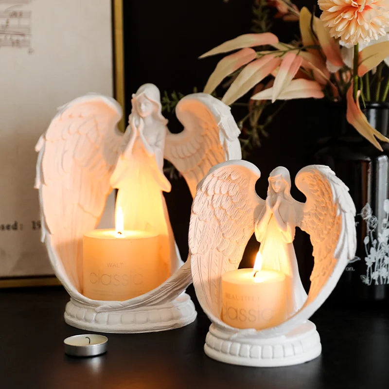 LumiGlow – Elegant englefigur med lysestage for et fredfyldt dekorativt touch