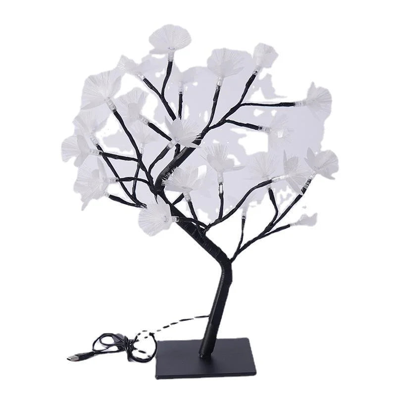 GlowBlossom – Lampe en bois de rose avec lumière à fibre optique pour une ambiance magique à la maison