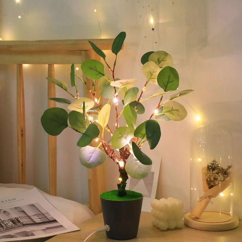 FestiGlow - Veilleuse LED branche de Noël avec pot décoratif