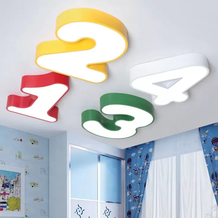 NumGlow - Plafonnier avec chiffres colorés et formes amusantes pour chambre d’enfant