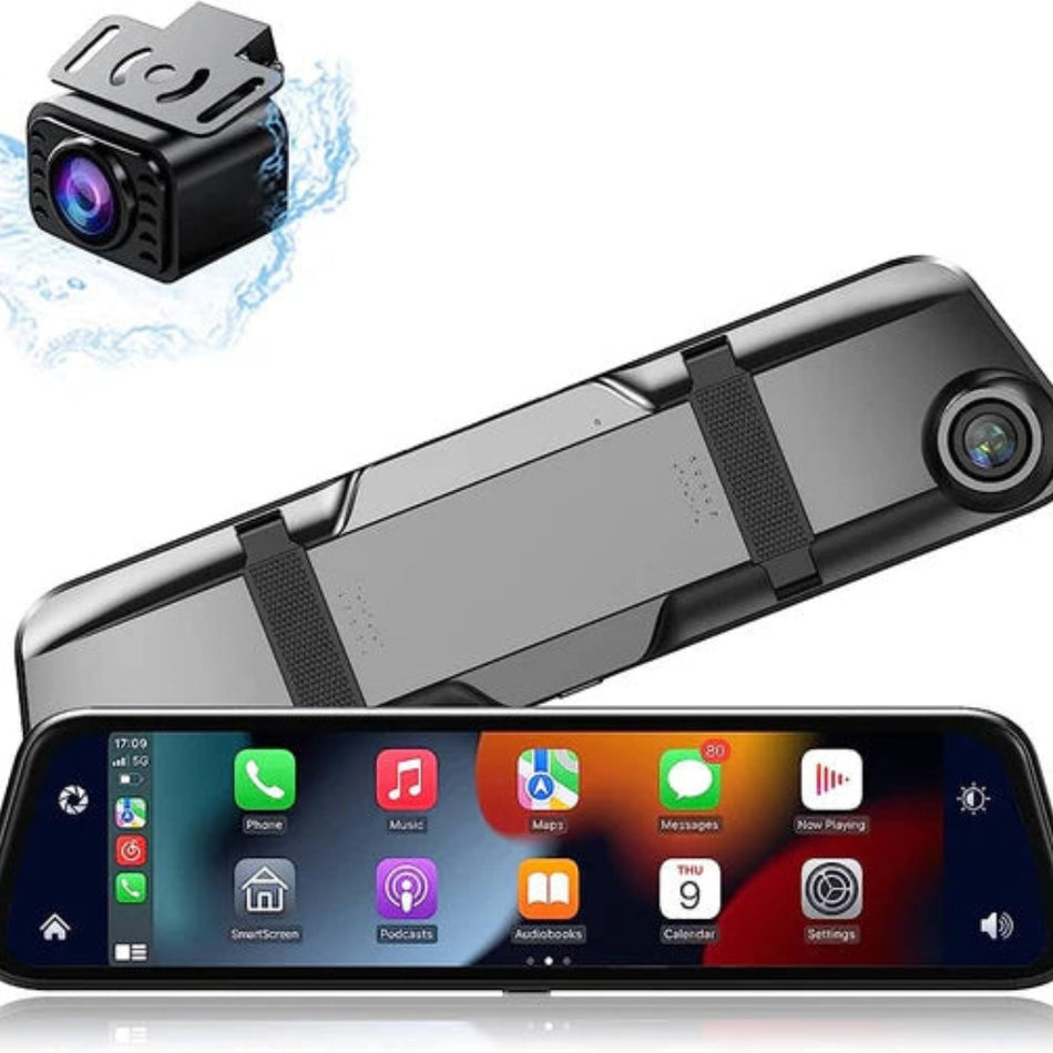 VisionRide – Caméra miroir intelligente avec résolution 4K, jeu de voiture, Android Auto et alertes de sécurité