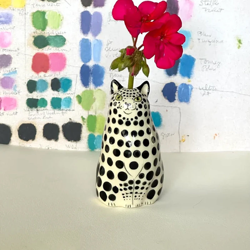 PurrDots - Vase ludique pour chat à pois pour une décoration intérieure charmante