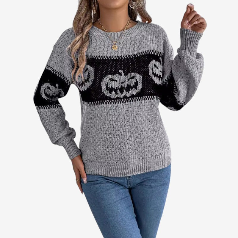 Pull pour femme avec motif de citrouilles