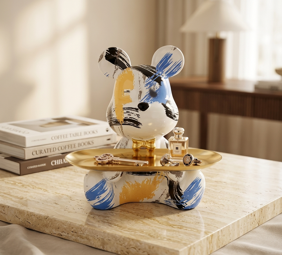 BearCraft - Graffiti Bear figur med bakke til dekorativ udstilling