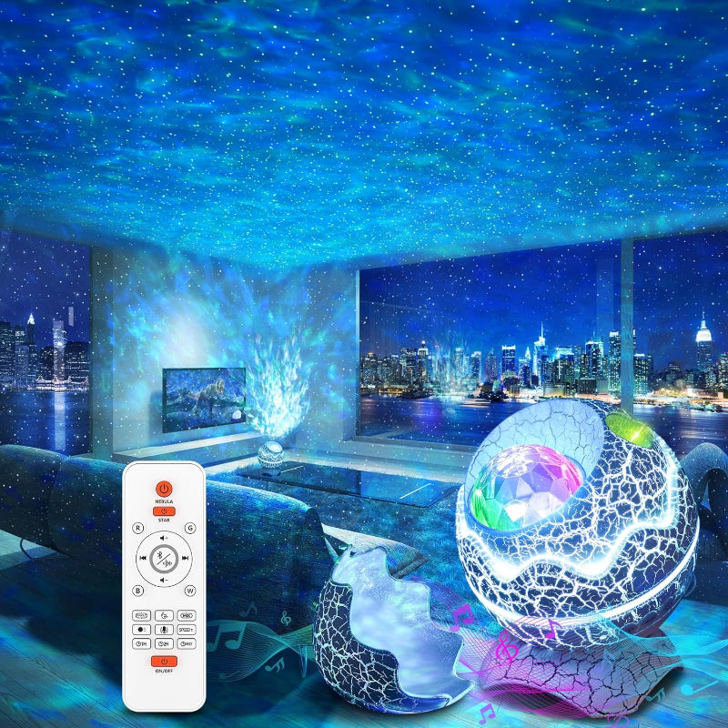 GalaxyWave - Projecteur d'étoiles avec haut-parleur Bluetooth et effets lumineux colorés