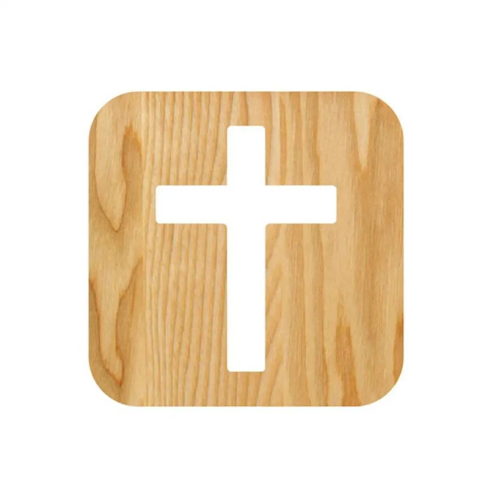 FaithGlow - Lampe de lit Croix de Jésus en bois pour une ambiance spirituelle