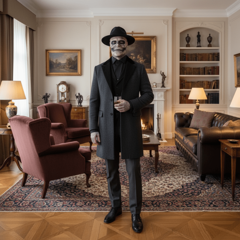 Skeletmaske med Hat til Halloween