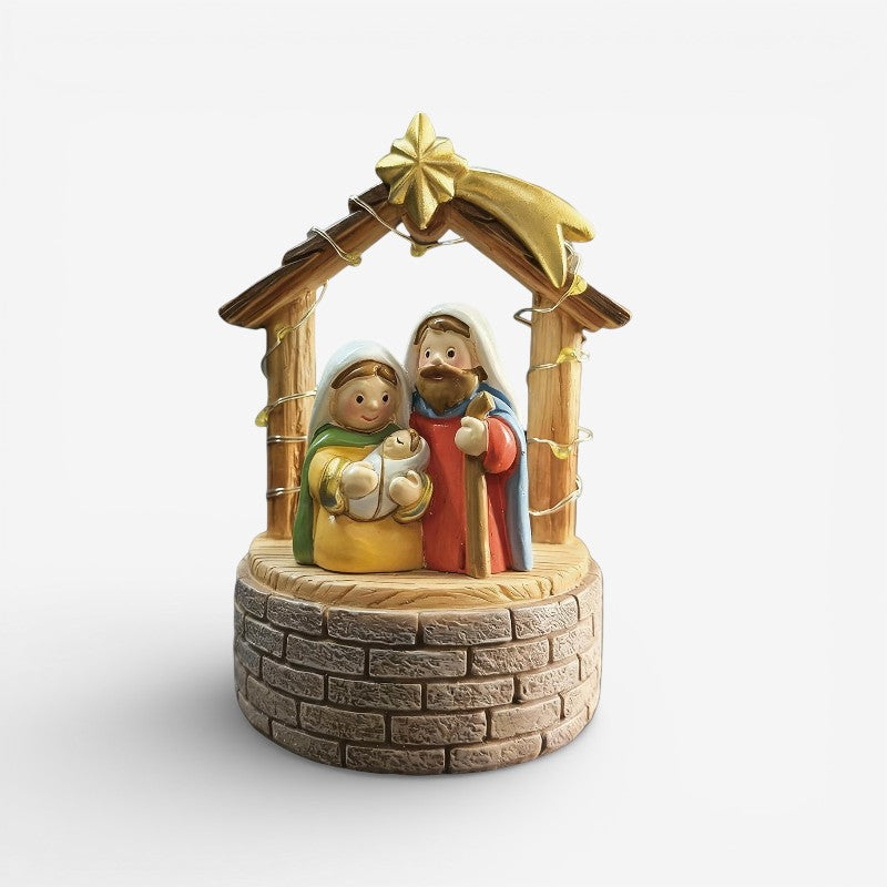HolyScene – Dekorativ Familie Fødselsscene Statue med LED lys