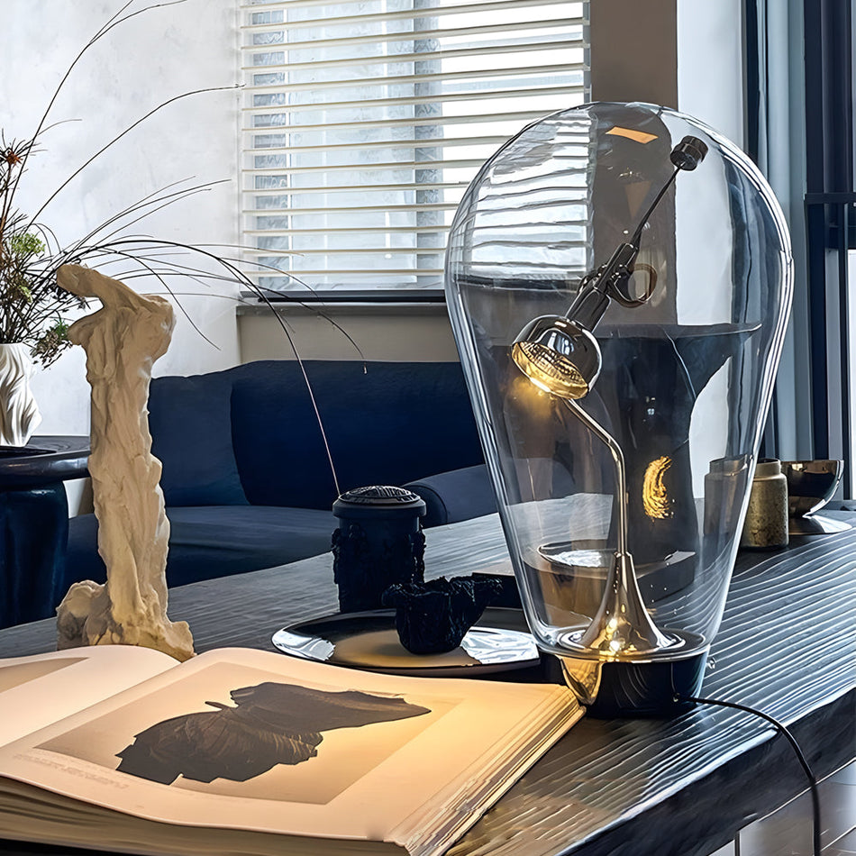IndustroGlow - Lampe de table industrielle en verre avec gradation tactile et design sphérique
