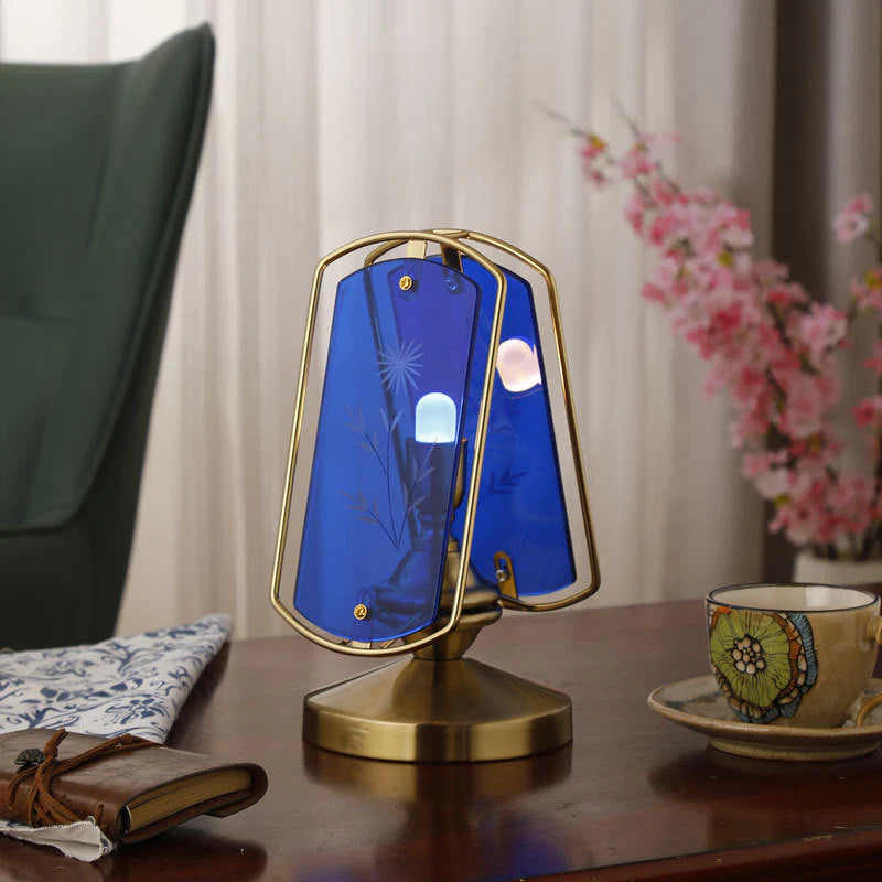 GlowNove - Lampe de table vintage avec abat-jour ovale et silhouette de base courbée