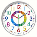 VibrantClock – Horloge murale colorée pour enfants avec mouvement silencieux et apprentissage ludique du temps