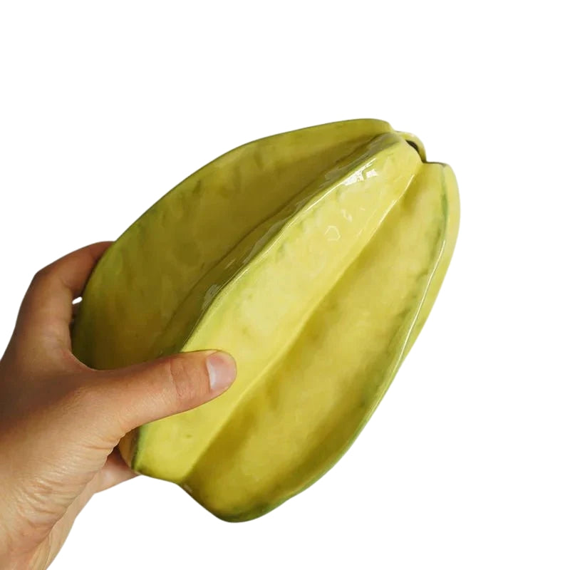FruitForm – Vase en céramique vert en forme de carambole pour décoration de table ou petites plantes