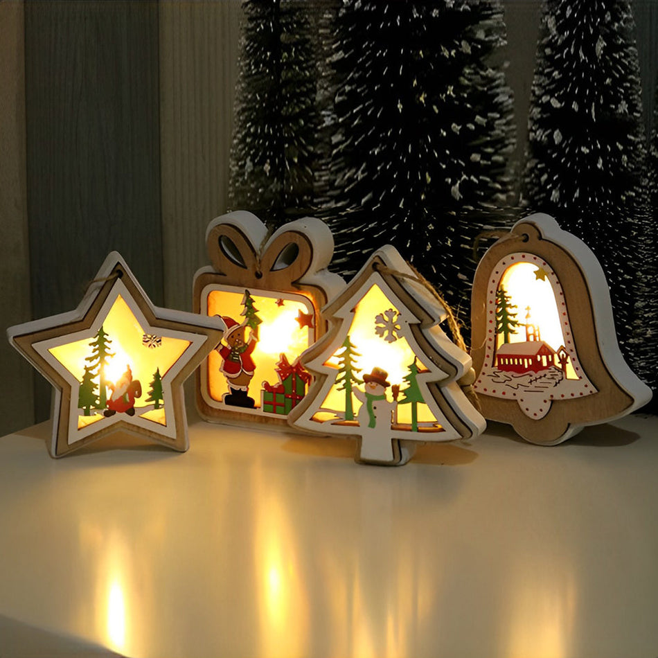 FestiveWood - Décoration de Noël légère en bois pour décoration d'arbre