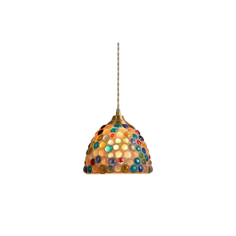 DecoGlow – Art Deco Rund Kobber- og Skalmateriale Pendellampe