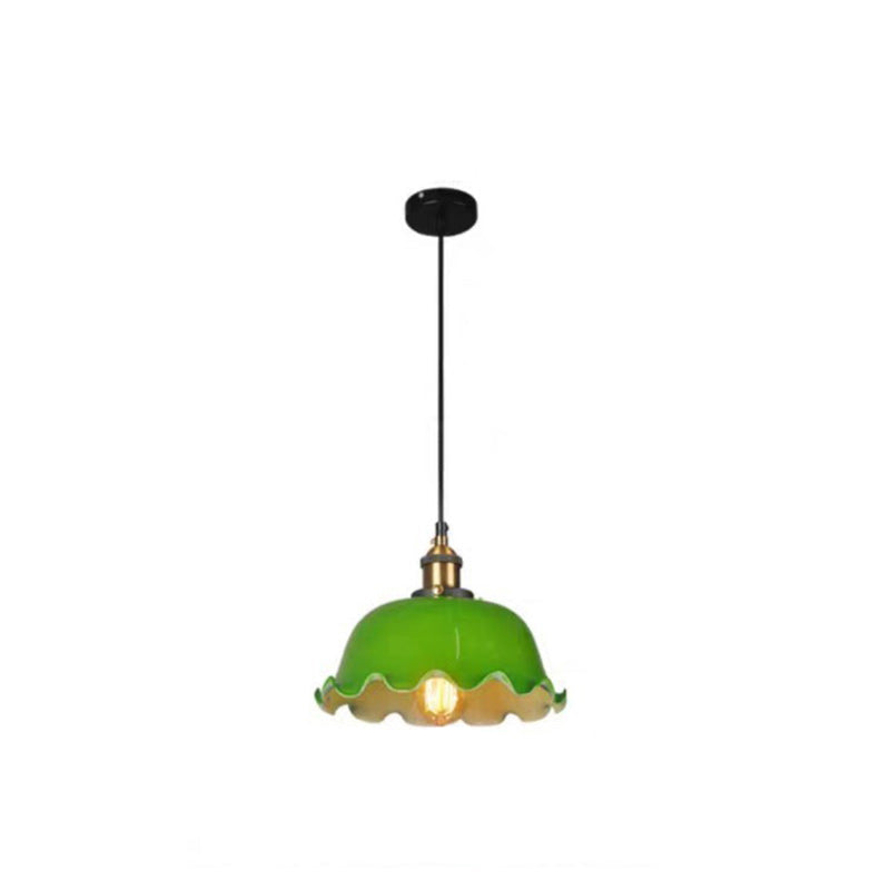 LotusGlow – Suspension vintage en verre avec feuilles de lotus