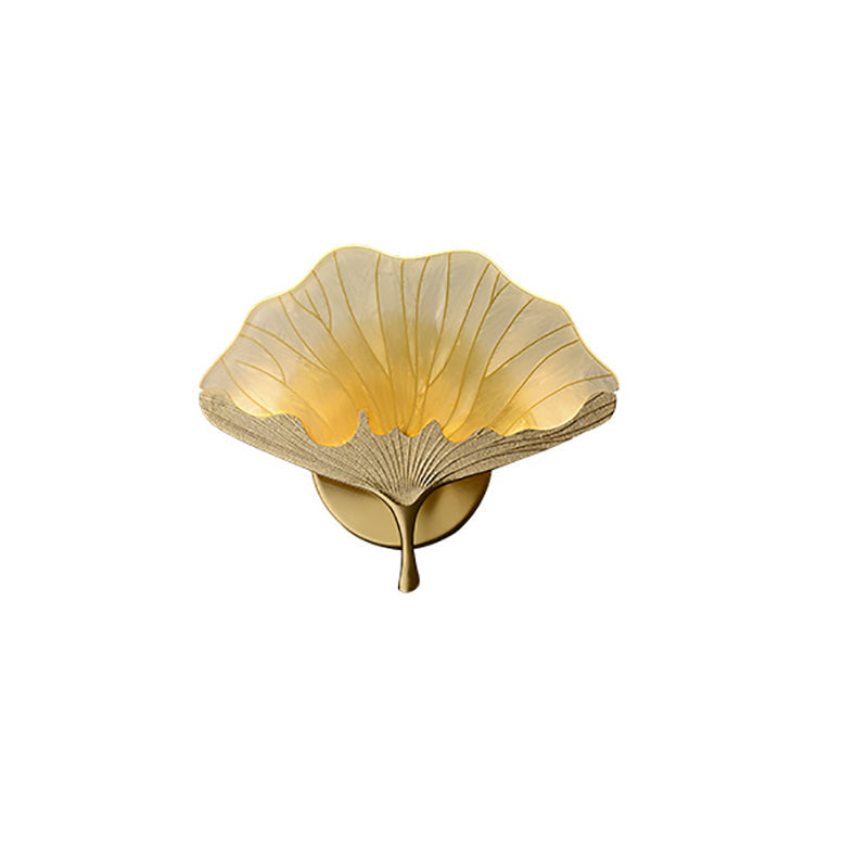 GinkgoGlow – Applique murale LED chinoise en cuivre, verre et émail