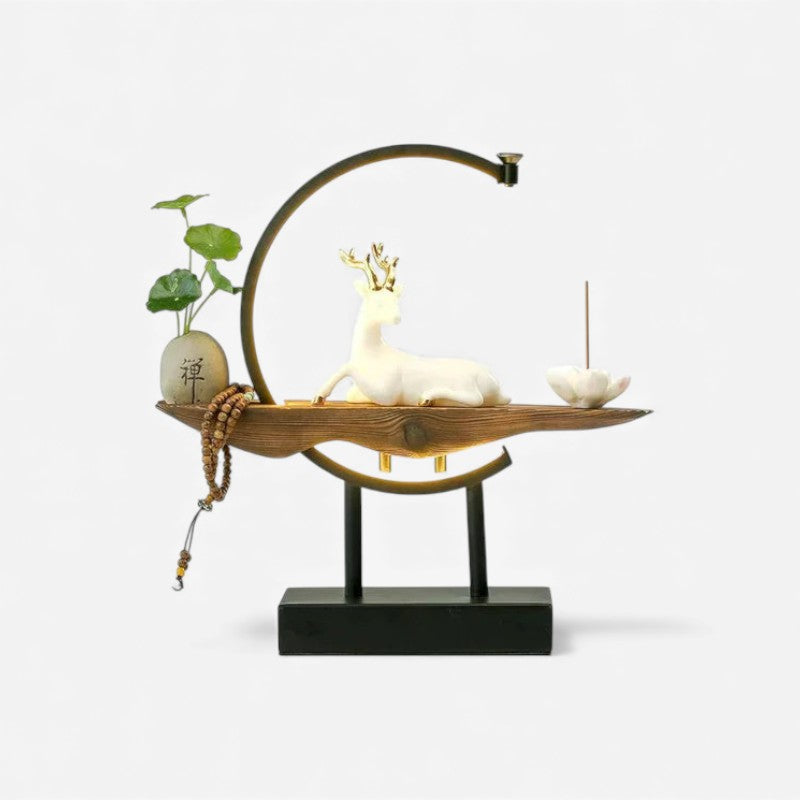 StagLume - Lampe LED avec figurine de cerf et support