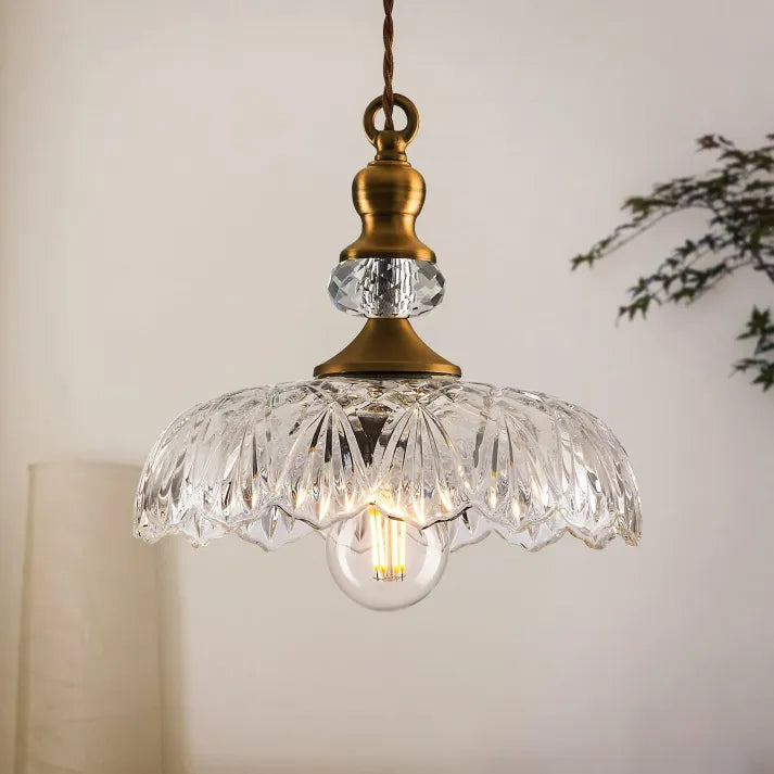 DecoGleam – Vintage pendel med facetteret krystalskærm og Art Deco-charme