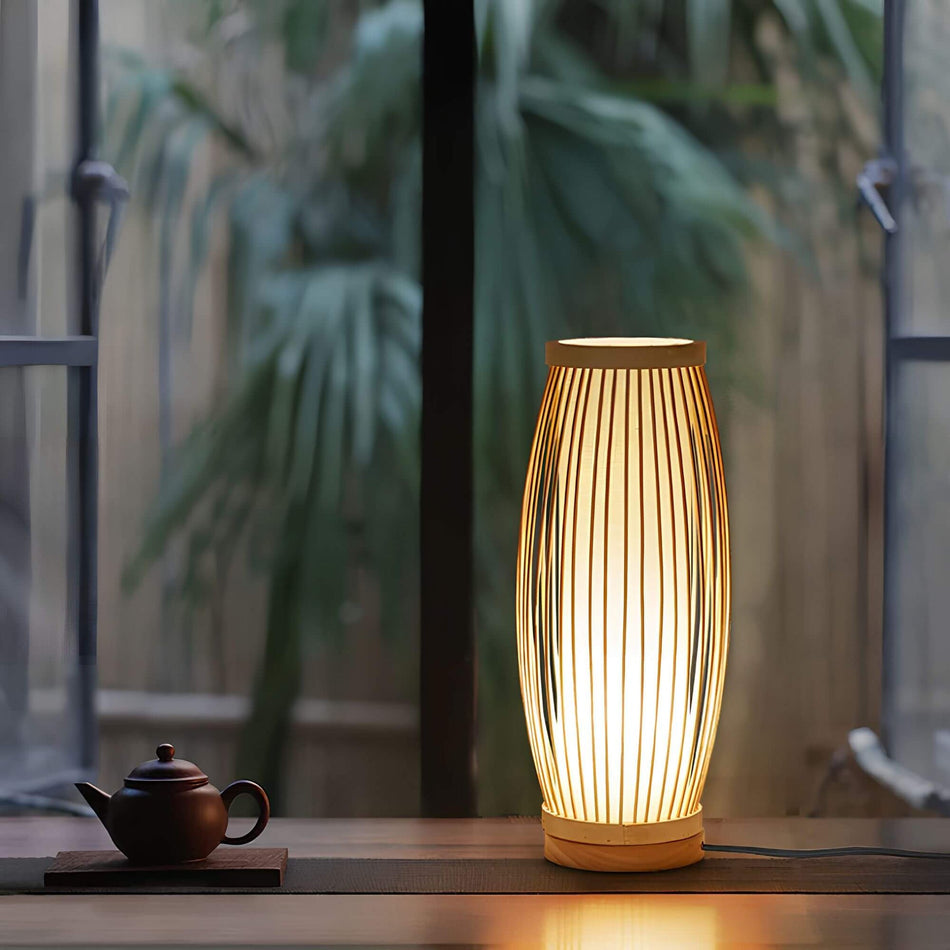 SereneCraft - Lampe de table LED d’inspiration japonaise avec une lueur chaude et un design artistique unique