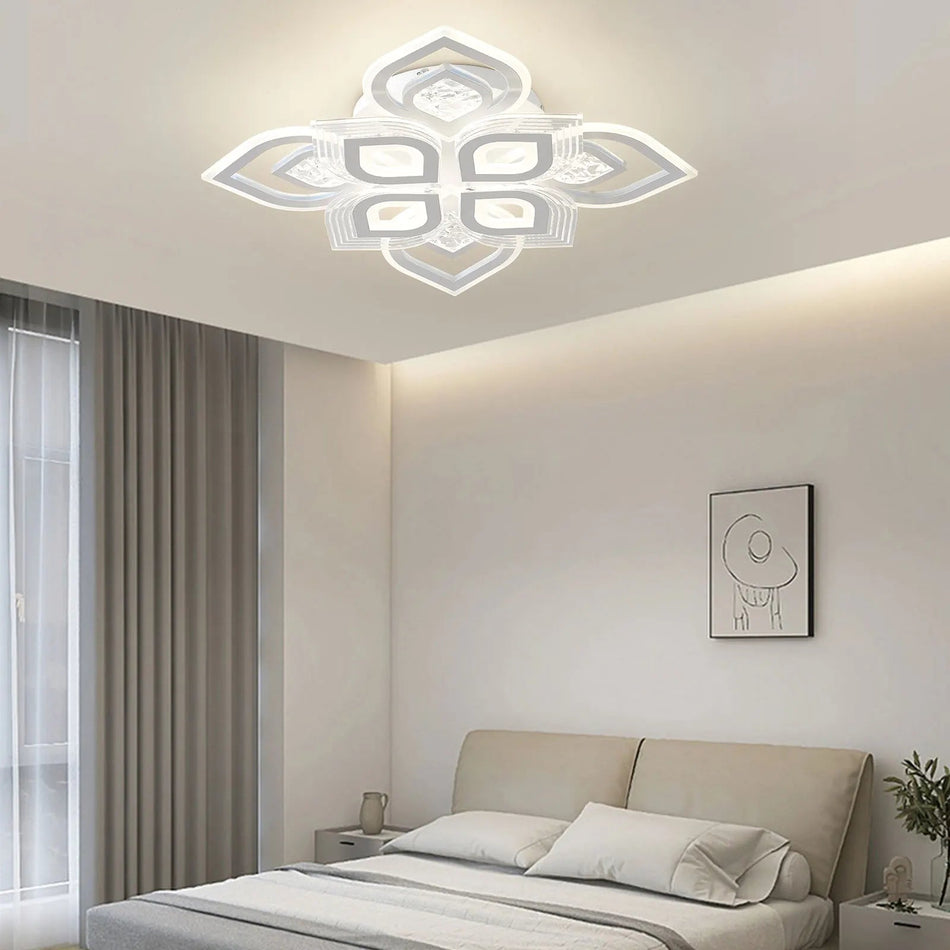 LumiCrystal - Plafonnier acrylique moderne avec effet cristallin scintillant et fonction dimmable