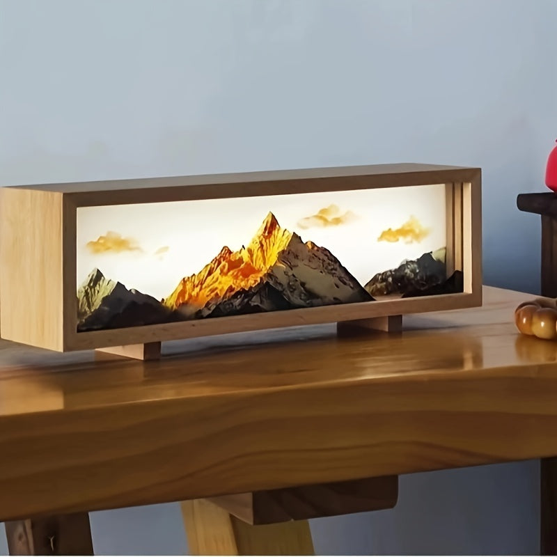 GoldenAura – Veilleuse LED paysage montagne dorée avec fonction tactile dimmable