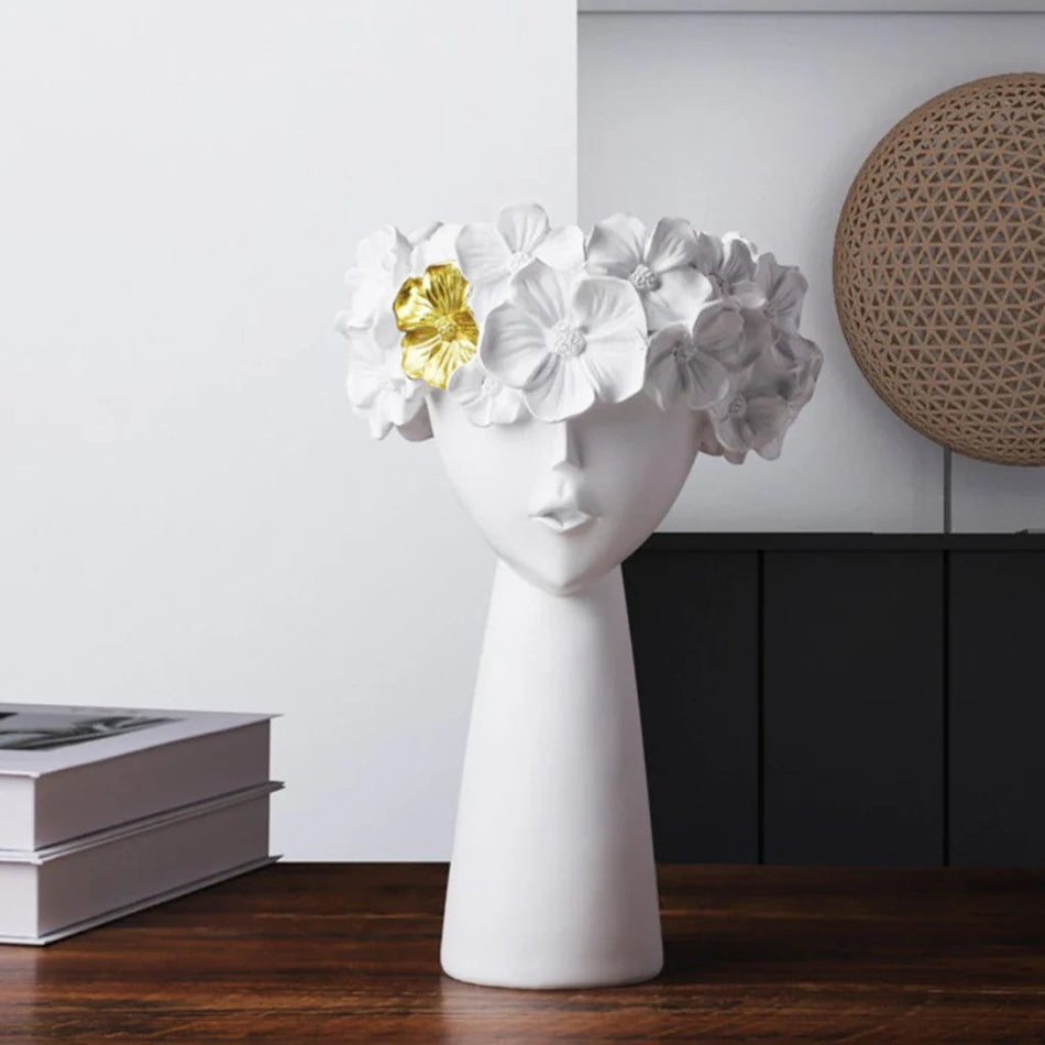 NordicMuse - Vase élégant en forme de tête de fille pour fleurs et décoration stylée