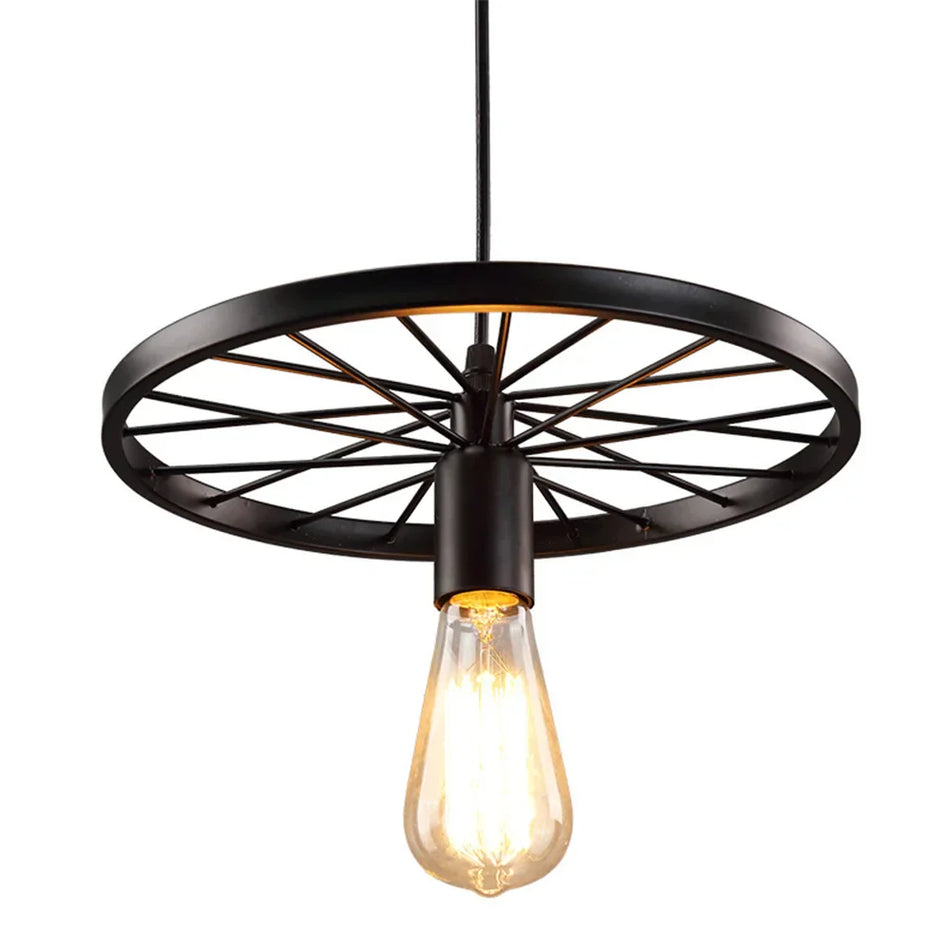 LoftAura – Suspension classique inspirée d’une roue avec ampoule E27