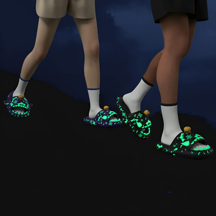 Halloween Shark Slippers with Pumpkin Design