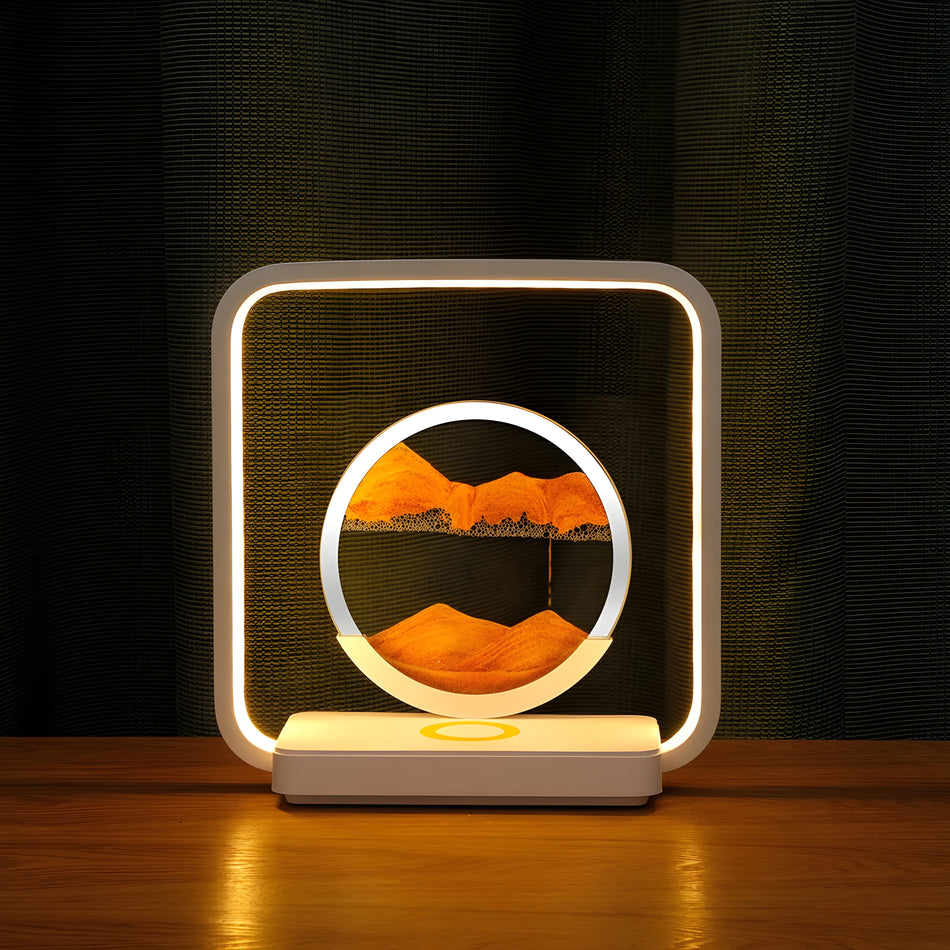 HorizonFlow - Lampe à sable rotative avec lumière LED pour une atmosphère apaisante