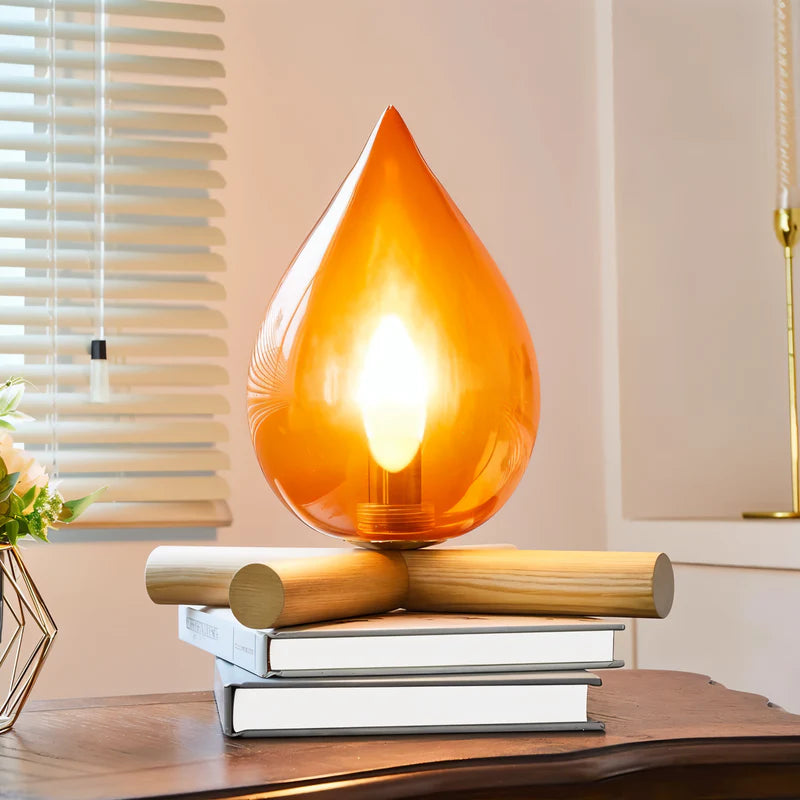 FireFlame – Lampe de table style feu de camp avec base en bois pour une atmosphère chaleureuse