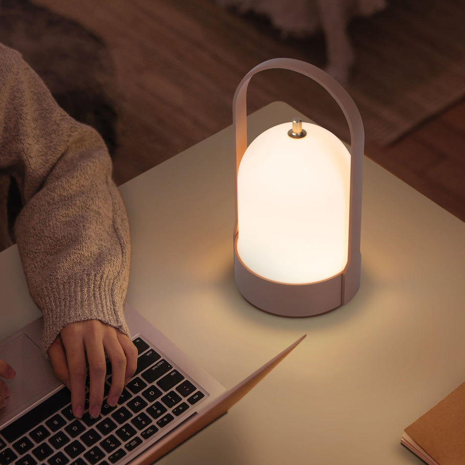 GlowTote – Lampe de table portable avec poignée et lumière d’ambiance douce pour usage intérieur et extérieur  